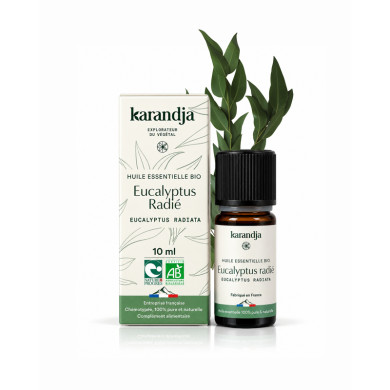 Huile essentielle EUCALYPTUS RADIE Bio chémotypée, 100% pure et naturelle, Karandja laboratoire.