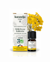 Huile essentielle HELICHRYSE ITALIENNE Bio chémotypée, 100% pure et naturelle, origine France, Karandja laboratoire.