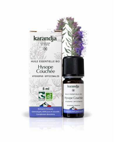 Huile essentielle HYSOPE COUCHEE Bio chémotypée, 100% pure et naturelle, Karandja laboratoire.