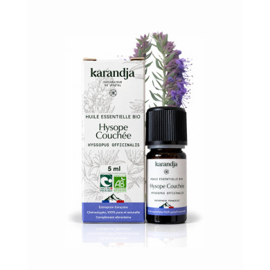 Huile essentielle HYSOPE COUCHEE Bio chémotypée, 100% pure et naturelle, Karandja laboratoire.