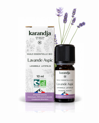 Huile essentielle LAVANDE ASPIC Bio chémotypée, 100% pure et naturelle, Karandja laboratoire, origine France - Lot-et-Garonne.