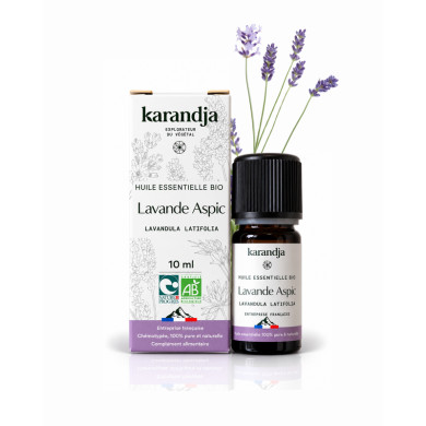 Huile essentielle LAVANDE ASPIC Bio chémotypée, 100% pure et naturelle, Karandja laboratoire, origine France - Lot-et-Garonne.