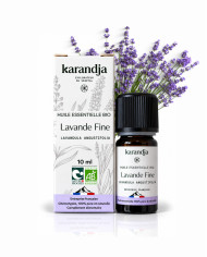 Huile essentielle LAVANDE FINE Bio chémotypée, 100% pure et naturelle, Karandja laboratoire, origine France - Hautes-Alpes (05).