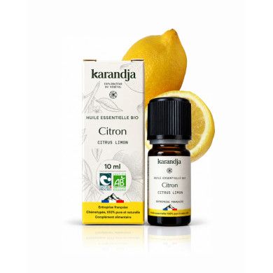 Huile essentielle CITRON Bio chémotypée, 100% pure et naturelle, Karandja laboratoire.