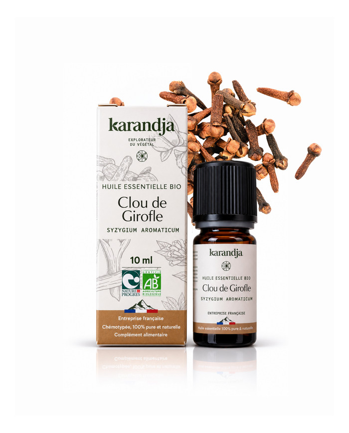 Huile essentielle CLOU DE GIROFLE Bio chémotypée, 100% pure et naturelle, Karandja laboratoire.