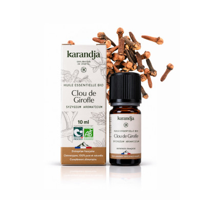 Huile essentielle CLOU DE GIROFLE Bio chémotypée, 100% pure et naturelle, Karandja laboratoire.