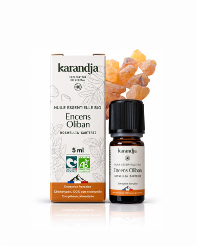 Huile essentielle ENCENS OLIBAN Bio chémotypée, 100% pure et naturelle, Karandja laboratoire.