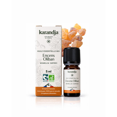 Huile essentielle ENCENS OLIBAN Bio chémotypée, 100% pure et naturelle, Karandja laboratoire.