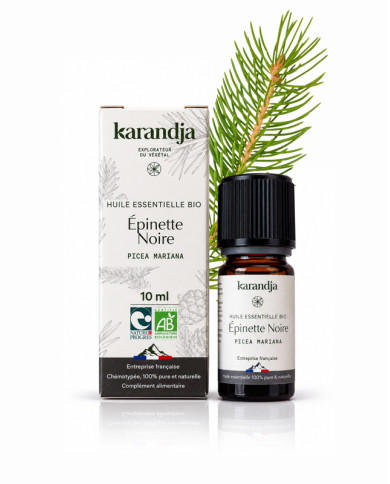 Huile essentielle EPINETTE NOIRE Bio chémotypée, 100% pure et naturelle, Karandja laboratoire.