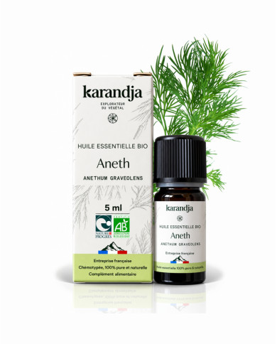Huile essentielle ANETH Bio chémotypée, 100% pure et naturelle, Karandja laboratoire.