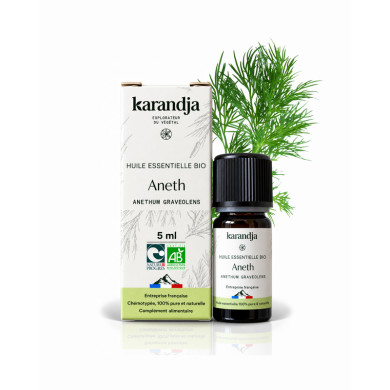 Huile essentielle ANETH Bio chémotypée, 100% pure et naturelle, Karandja laboratoire.