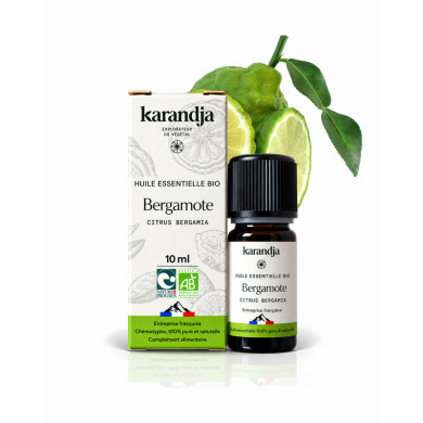 Huile essentielle BERGAMOTTE Bio chémotypée, 100% pure et naturelle, Karandja laboratoire.