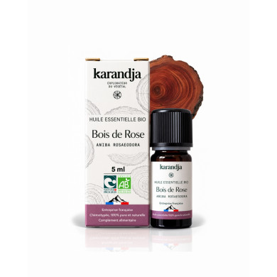 Huile essentielle BOIS DE ROSE Bio chémotypée, 100% pure et naturelle, Karandja laboratoire.