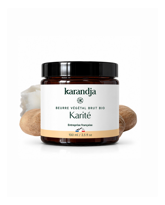 Beurre végétal bio KARITE Karandja 100ml, non raffiné, non désodorisé, 100% naturel.