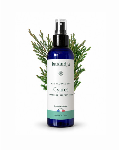 Eau florale Bio CYPRES Karandja 200ml, origine France, buvable, sans conservateurs ni additifs.