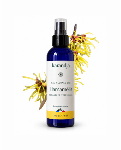 Eau florale Bio HAMAMELIS Karandja 200ml, origine France, buvable, sans conservateurs ni additifs.