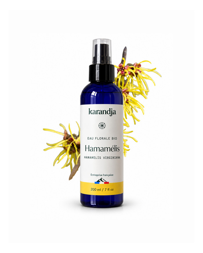 Eau florale Bio HAMAMELIS Karandja 200ml, origine France, buvable, sans conservateurs ni additifs.