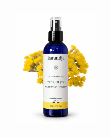 Eau florale Bio HELICHRYSE Karandja 200ml, origine France, buvable, sans conservateurs ni additifs.