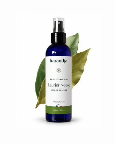 Eau florale Bio LAURIER NOBLE Karandja 200ml, origine France, buvable, sans conservateurs ni additifs.