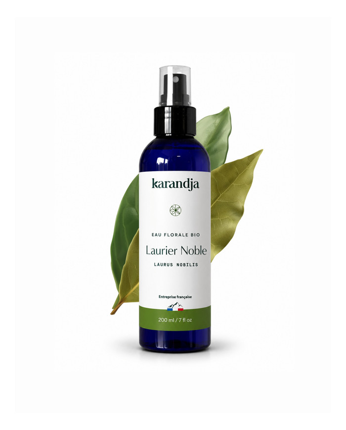 Eau florale Bio LAURIER NOBLE Karandja 200ml, origine France, buvable, sans conservateurs ni additifs.