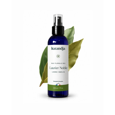 Eau florale Bio LAURIER NOBLE Karandja 200ml, origine France, buvable, sans conservateurs ni additifs.