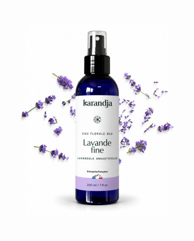 Eau florale Bio LAVANDE FINE Karandja 200ml, origine France, buvable, sans conservateurs ni additifs.