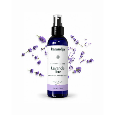 Eau florale Bio LAVANDE FINE Karandja 200ml, origine France, buvable, sans conservateurs ni additifs.
