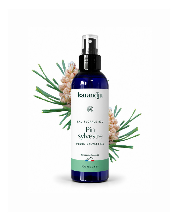 Eau florale Bio PIN SYLVESTRE Karandja 200ml, origine France, buvable, sans conservateurs ni additifs.