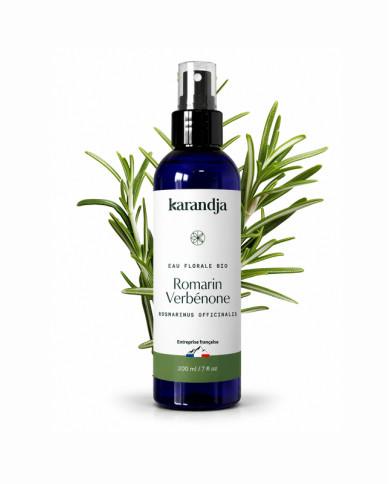 Eau florale Bio ROMARIN VERBENONE Karandja 200ml, origine France, buvable, sans conservateurs ni additifs.