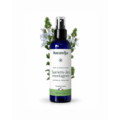 Eau florale Bio SARRIETTE DES MONTAGNES Karandja 200ml, origine France, buvable, sans conservateurs ni additifs.