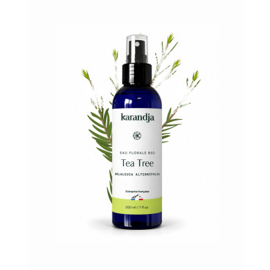 Eau florale Bio TEA TREE Karandja 200ml, origine France, buvable, sans conservateurs ni additifs.