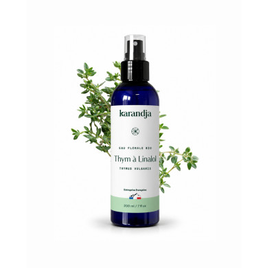 Eau florale Bio THYM A LINALOL Karandja 200ml, origine France, buvable, sans conservateurs ni additifs.