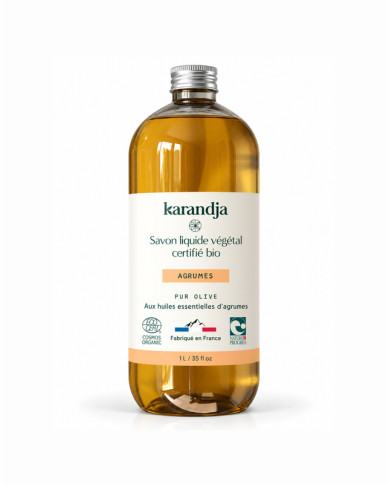 Savon liquide végétal pur olive certifié bio AGRUMES 1L