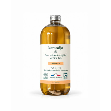 Savon liquide végétal pur olive certifié bio AGRUMES 1L