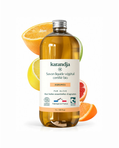 Savon liquide végétal pur olive certifié bio AGRUMES 1 L