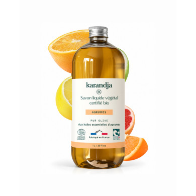 Savon liquide végétal pur olive certifié bio AGRUMES 1 L