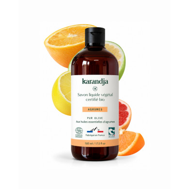 Savon liquide végétal pur olive certifié bio AGRUMES 500ml