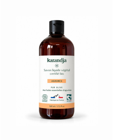 Savon liquide végétal pur olive certifié bio AGRUMES 500ml