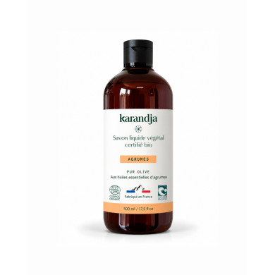 Savon liquide végétal pur olive certifié bio AGRUMES 500ml