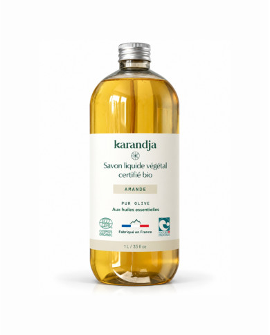 Savon liquide végétal pur olive certifié bio AMANDE 1L