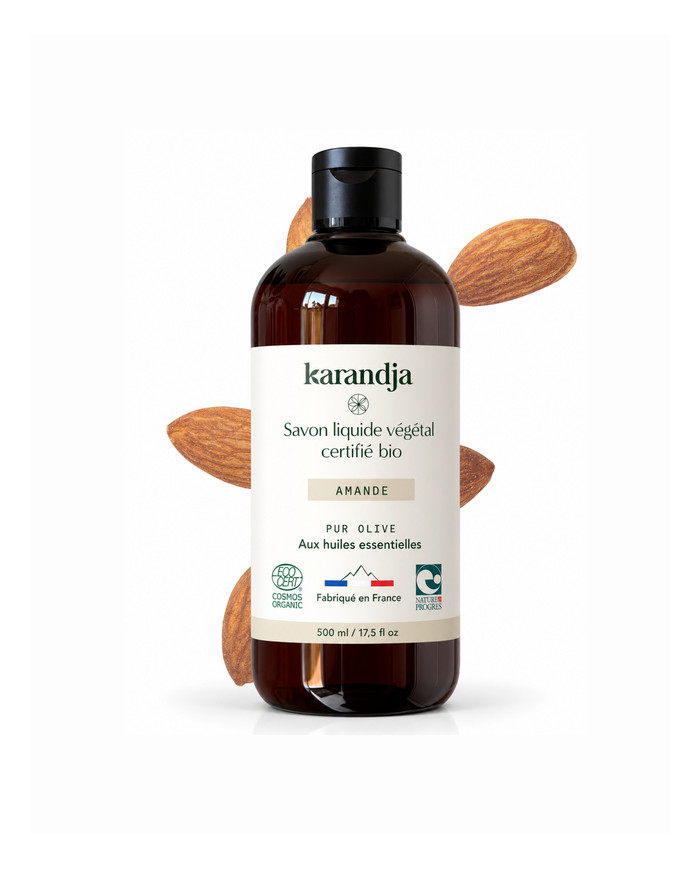 Savon liquide végétal pur olive certifié bio AMANDE 500ml