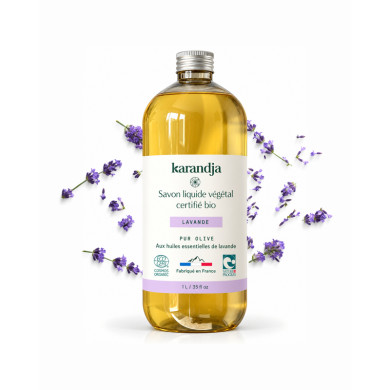Savon liquide végétal pur olive certifié bio LAVANDE 1L