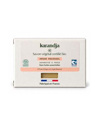 Savon végétal certifié bio ARGAN RHASSOUL Karandja 100g