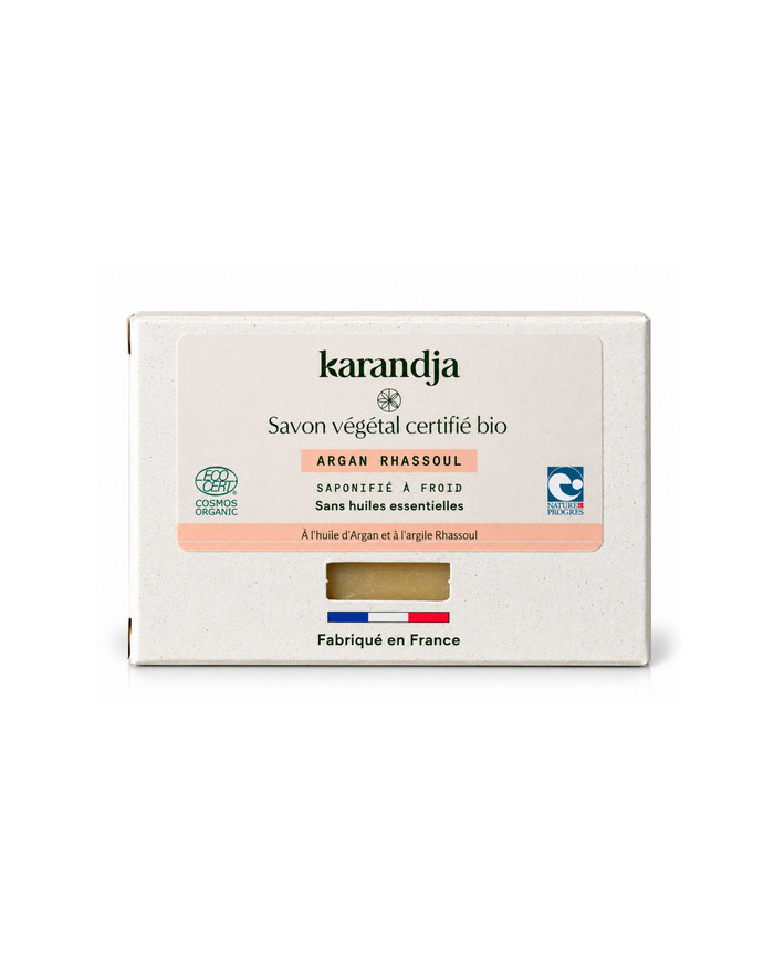 Savon végétal certifié bio ARGAN RHASSOUL Karandja 100g