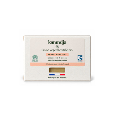 Savon végétal certifié bio ARGAN RHASSOUL Karandja 100g