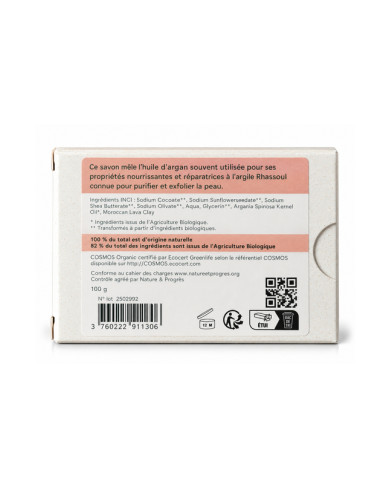 Savon végétal certifié bio ARGAN RHASSOUL