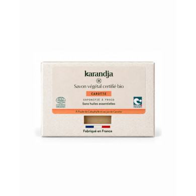 Savon végétal certifié bio CAROTTE 
 Karandja 100g