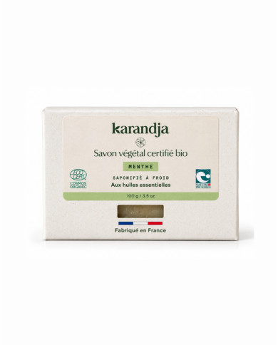Savon végétal certifié bio MENTHE Karandja 100g