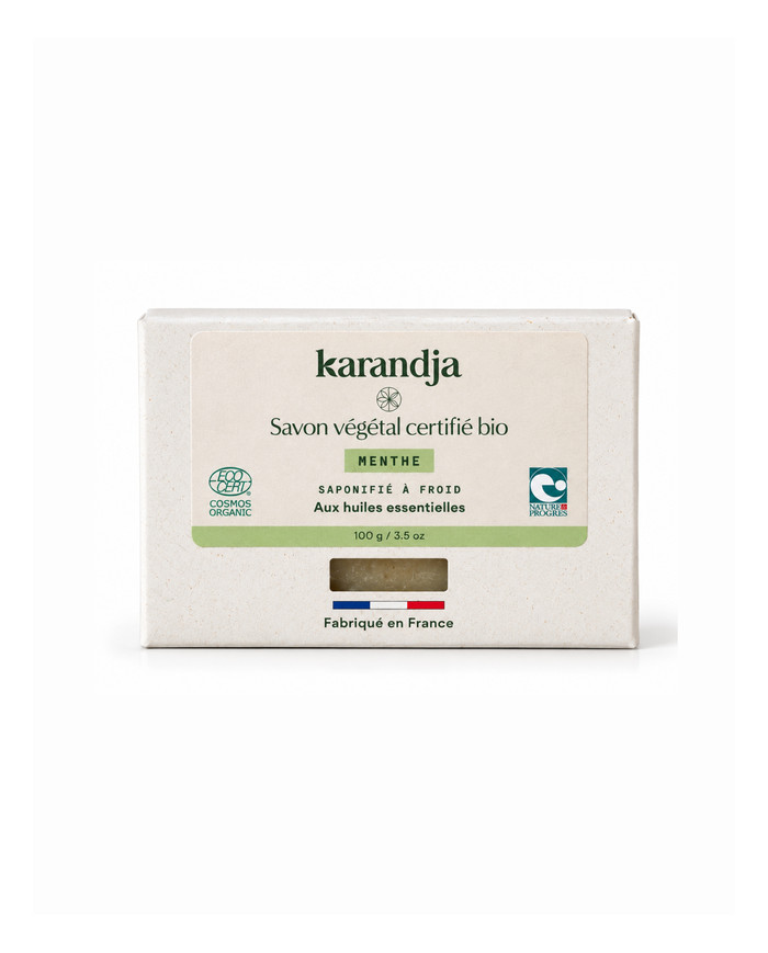 Savon végétal certifié bio MENTHE Karandja 100g