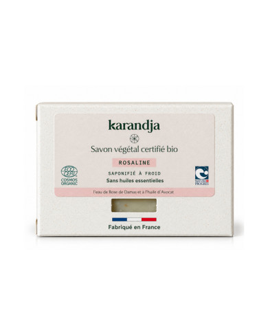 Savon végétal certifié bio ROSALINE Karandja 100g